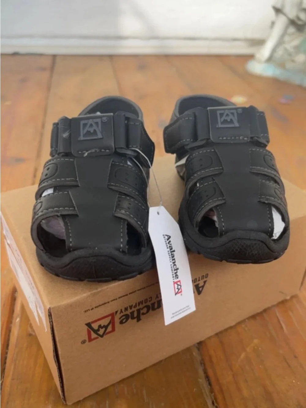 Avalanche Boys Black Closed-Toe Sport Sandals